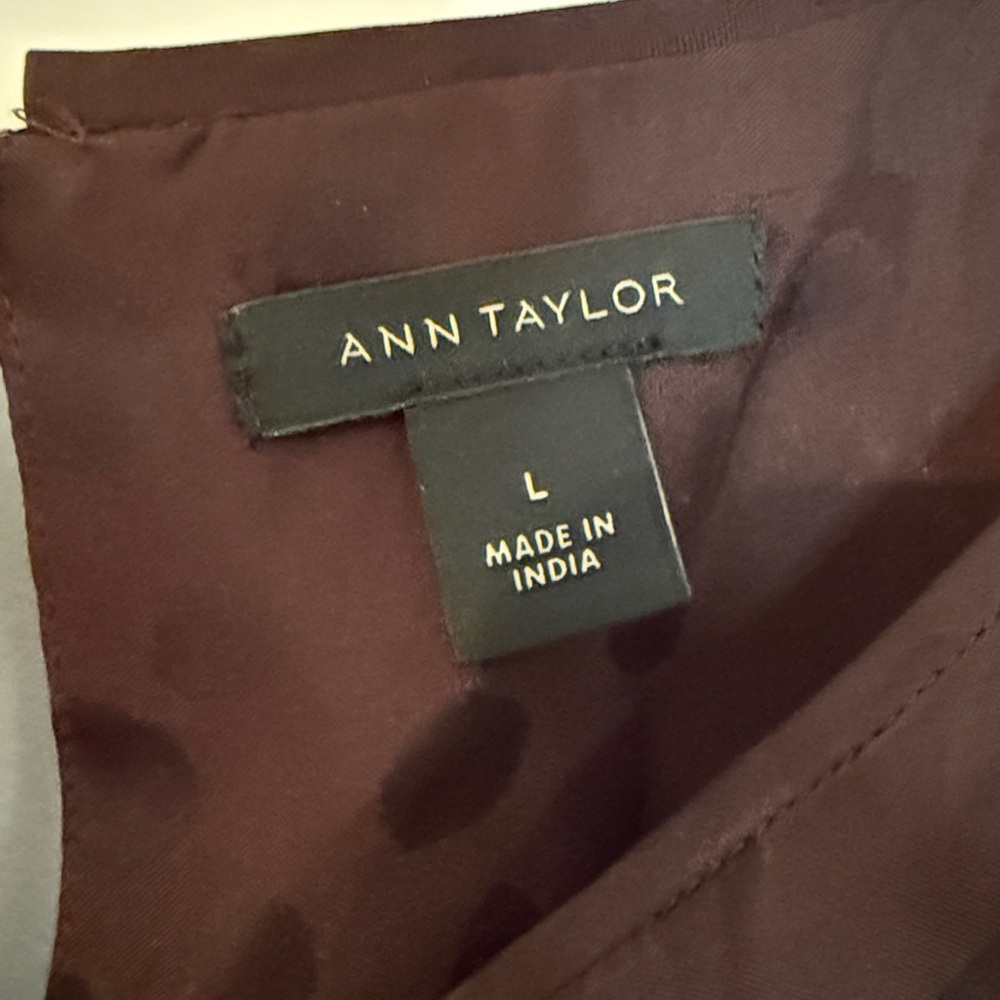 Ann Taylor Dark Brown Long Sleeve Dress with Cloth Belt Size L - Picture 2 of 5